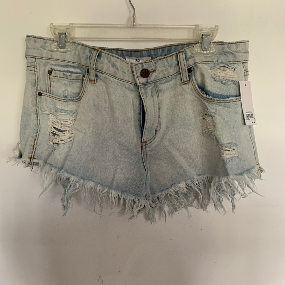 Ripped Light Wash Denim Shorts